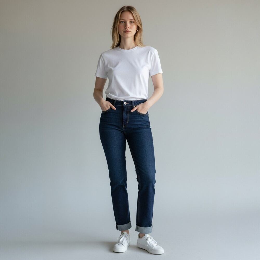 Frame Le Sleek Straight Jeans Dark Indigo Women's Size 28